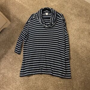 Loft Striped Cowl Neck Sweater